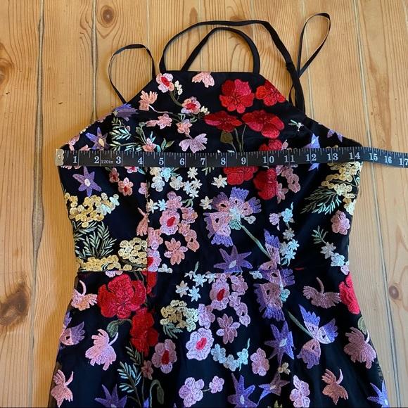 SOLD ❤️🔥 Lulus Black Multi Floral Embroidered Bodycon Halter Mini Dress - Picture 9 of 14